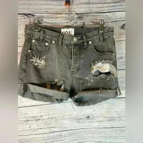 One by one teaspoon distressed denim shorts - Picture 1 of 8